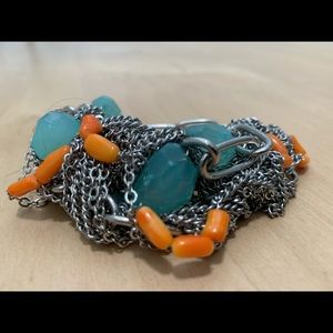 Gemma Redux metal chain coral & turquoise bracelet